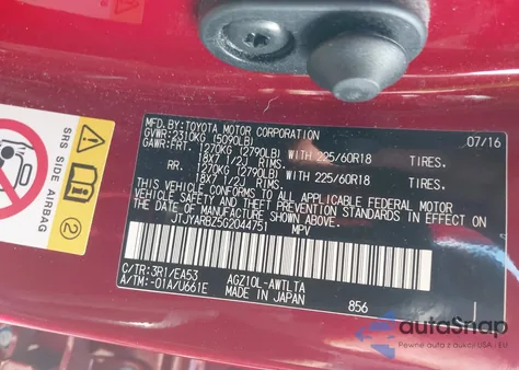 2016 Lexus Nx 200T from USA, damaged, VIN JTJYARBZ5G2044751